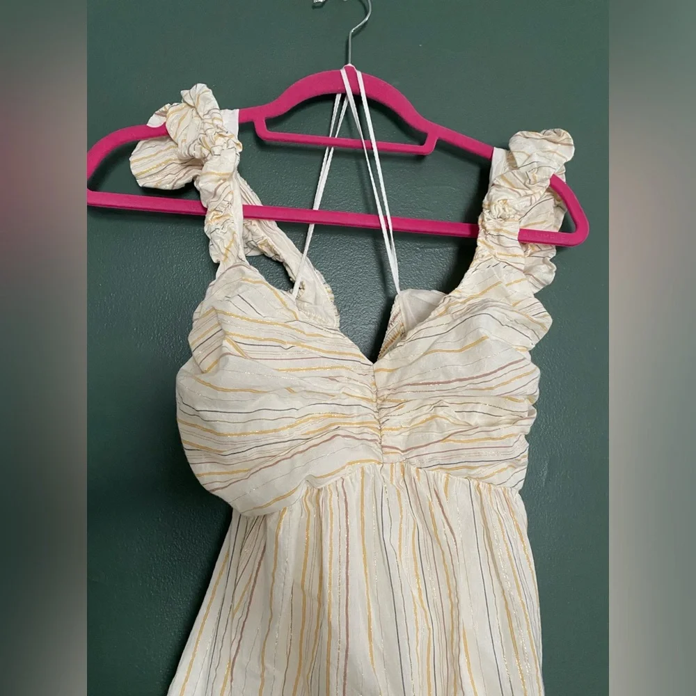 GAP- Match Baby dress sleeveless tiered metallic stripe cotton blend midi dress - Picture 9 of 16